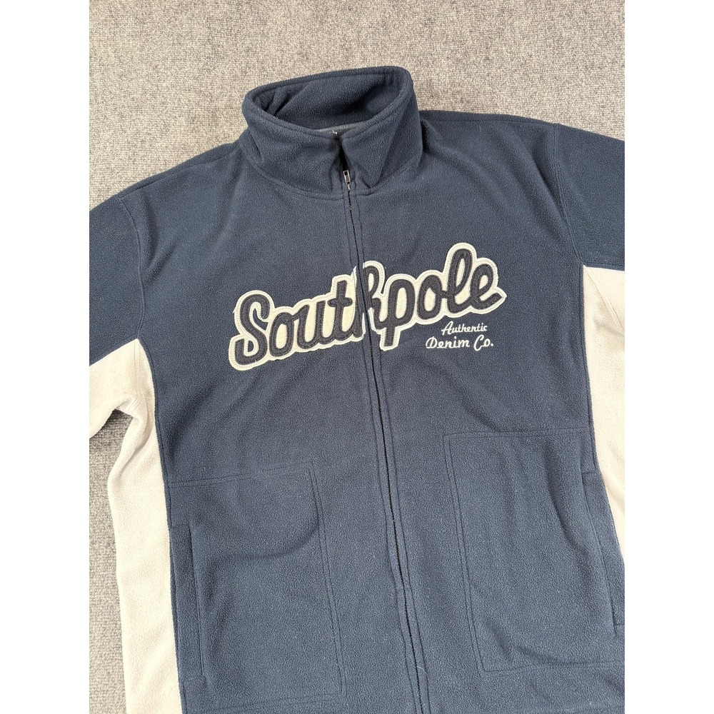 Southpole Fleece‎ Jacket Mens XL Blue Gray Full Zip Authentic Denim Co Outdoors